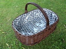 Serviertablett Tablett  aus Weide mit Innenfutter, dunkelbraun