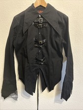🖤 Dark Gothic Jacke mit Schnallen & Spitzenärmeln – Größe M
