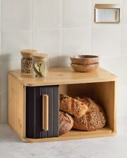 Holz Roll Brot Kasten Schwarz Klein Aufbewahrung Behälter Backwaren Box 33cm