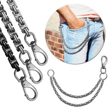 Doppelkette Hose Schlüsselanhänger Münzhalter Stahl Karabiner Kellner