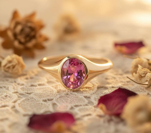 Rosa turmalin ring handarbeit - rosa,