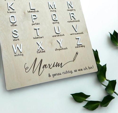 Abc affirmation tafel holz - affirmation,