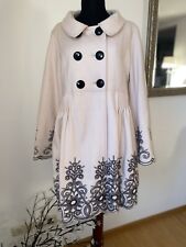 Uttam London Boutique Mantel Wolle Bestickt Falten Boho Designer Gr M wie Neu