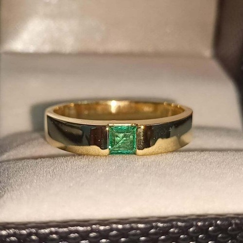 10k gelbgold ring mit grünem - 10k,
