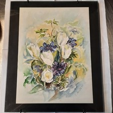 Aquarell Blumen 30x40 cm signiert Original E.Arndt 1988 rahmenloser Bilderrahmen