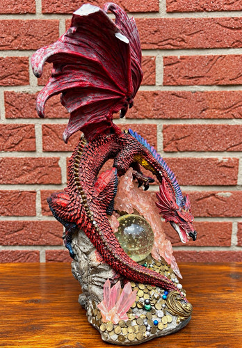 Rote fantasy drachenfigur mit - drachenfigur,