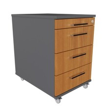 Rollcontainer 60cm tief mit 3 Schubladen und Materialauszug Bürocontainer