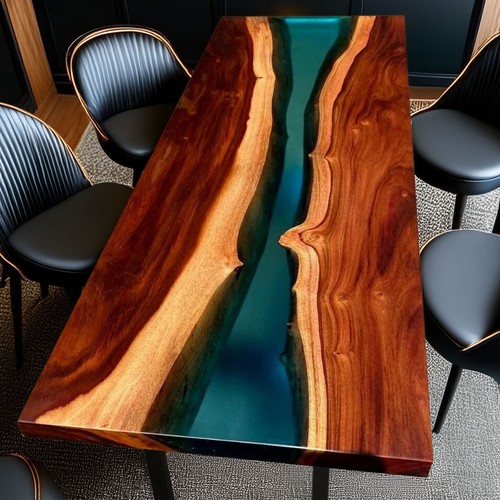 Blue epoxy river table - epoxy,