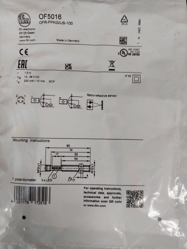 Ifm reflexlichtschranke of5016 - ifm,