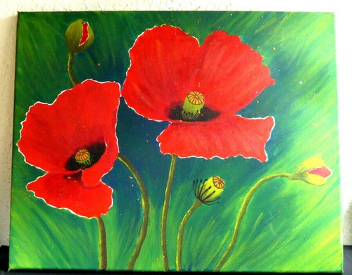 Mohnblumen bild auf - mohnblumen, leinwand