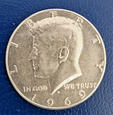 Silver Coin - Half Dollar J.F. Kennedy, Silver Coin 1969 from USA