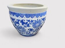 Großer Porzellan Fishbowl China blau weiß floral D48cm