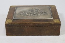 Schatulle Holz versilberte Reliefplatte G. PRUD'HOMMME Frankreich um 1900(GV474)