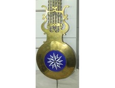 021Fr) Alter Messing Lyrapendel Pendel Blau Comtoise Uhr  Frankreich um 1860