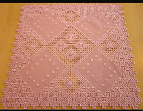 Rosa hardanger decke - rosa, x