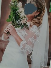 ?Hochzeit Brautkleid, ivory weiß Gr.40/42 mit Spitzen-Bolero Reifrock Schleier 