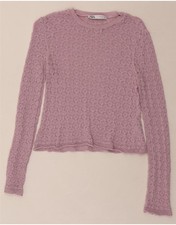 ZARA Damen Crop Häkel Bluse Top UK 8 Small Lila Polyamid DW83