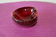Murano Aschenbecher Schale Rot Lufteinschlüsse 70er Glas Design Vintage