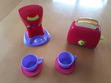 Frühstücks-Set, pink lila, Kaffeemaschine, Toaster, Puppengeschirr, mit Sound