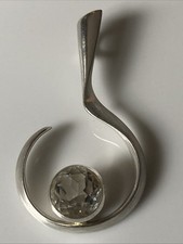 Anhänger 835 Silber 70mm Bergkristall Skandinavisch Modernist 70er Designer