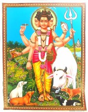BILD Vishnu / Shiva und Nandi Hinduismus Prägedruck INDIEN Poster  (301