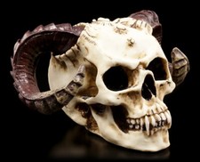 Teufelskopf mit Widderhörnern