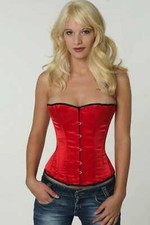 Corsage Korsett Satin Rot lang