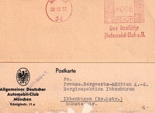 Ganzsache 1933 Postkarte ADAC
