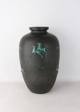 Bodenvase mit stilisiertem Wild- und Baumdekor Ugo Zaccagnini, Italien um 1950