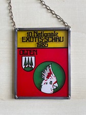 Bleiglas Bild 10. Nationale EXOTIS-SCHAU 1985 OLTEN Glasfensterbild Vogel