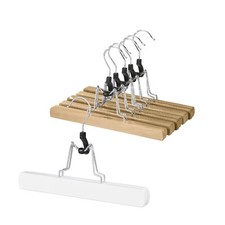 5 Hosenbügel Hosenhalter Hosenspanner Hosen-Klemmbügel Kleiderbügel Holz