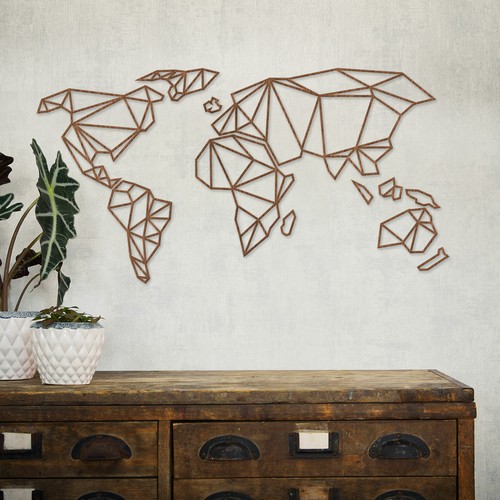 Weltkarte origami aus holz - weltkarte,