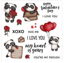 Stempeln mit Stanzformen Panda Herzen Kartenkunst Valentinstag!