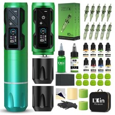Tattoo Maschine Set kabellos Profi inkl. Akku, Nadeln, Ink, Lederkoffer