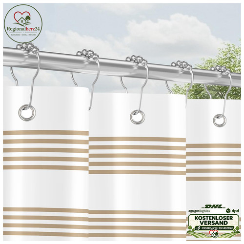Duschvorhang beige 180x200 - 180x200, cm