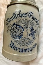 Antiker Bierkrug X. Deutsches Turnfest 1903 Nürnberg Zinndeckel Ostermayr TOP