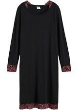 Nachthemd mit Viskose und zweifarbiger Spitze Gr. 36/38 Schwarz Nacht-Hemd Neu