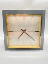 SCHÖNE MID CENTURY MODERN WANDUHR  TELENORMA TN MESSING  ACRYL 1960ER JAHRE