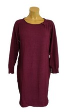 NEU Übergröße schickes Damen Langarm Fein Strickkleid dunkel rot  Gr. 48, 50, 52