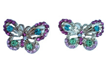 Schmetterling Ohrstecker + BOX Strass Ohrringe gold bunt NEU + TOP