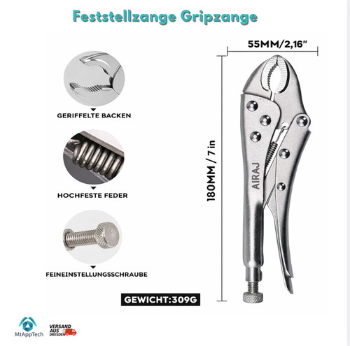 Gripzange feststellzange 180mm - gripzange,