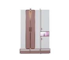 Kleiderschrank Rose 3 Türig in Weis / Pink