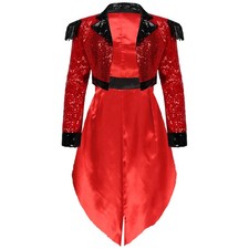 DE iEFiEL Damen Zirkusdirektorin Kostüm Mantel Frack Jacke Pailletten Halloween