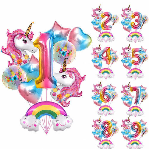 Einhorn ballon set zahl 9 - ballon,