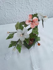 Jade Mini Bonsai Bäumchen mit Edelsteinblüten - Maße 14 x 14 x 9 cm