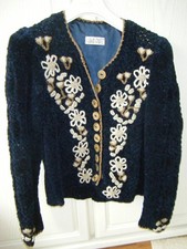 trachten jacke damen 40, dunkelblau mit Applikationen