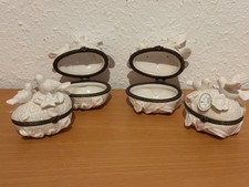 Firma Krömer 4 x  Porzellan  Pillendose  Schmuckdose mit Vögel neuwertig