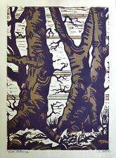 Stobbe, H. (20. Jahrhundert)  „Alte Bäume“  Farblinolschnitt