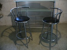 Schöner Bar + 2 Hocker In Edelstahloptik