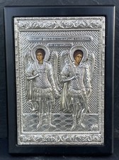 Alte Ikone mit 950 Silber-